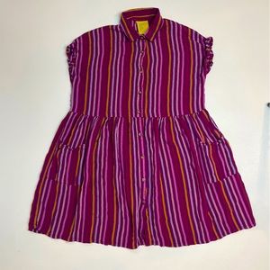 ThereAbouts Lightweight Striped Sleeveless Button Down Dress Girls size XL